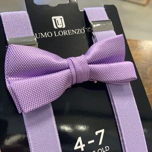 Lilac lavender boys suspender and bow tie set